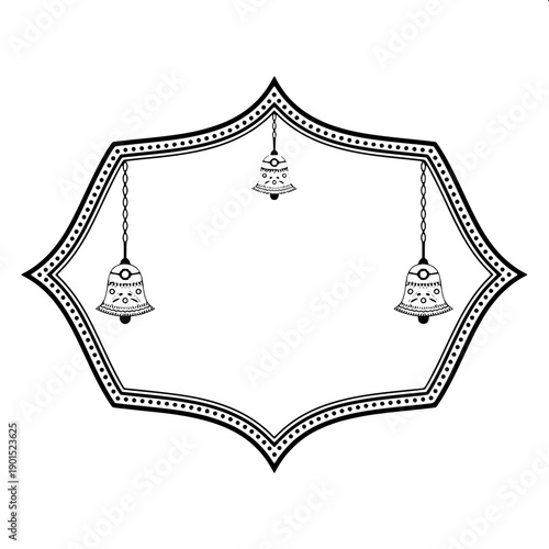 Traditional Hindu wedding varmala ceremony vector silhouette, bride in lehenga and groom in sherwani, decorative mandap pillars