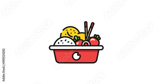 Bento box illustration with healthy meal