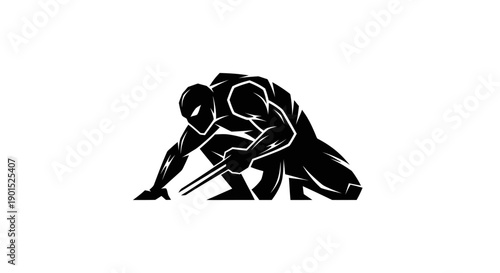 Athlete silhouette with chopsticks