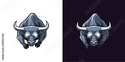Dynamic Bull Logo, Sports Branding, Graphic Design, Vector Art, Digital Environment, Bold Concept