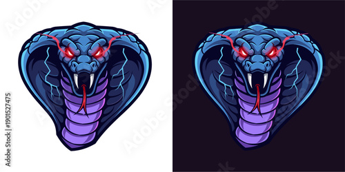 Dynamic Cobra Illustration, Graphic Art, Digital Design, Vibrant Colors, Dark Background, Artistic Viewpoint, Bold Concept