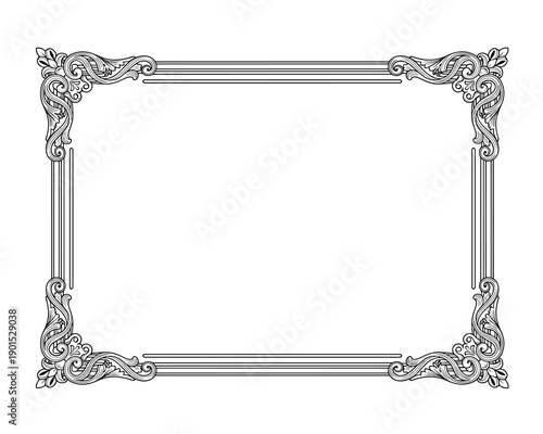 Elegant Vintage Frame Design for Artwork Display in Home Decor, Isolated on White Background, Graphic Illustration