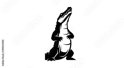 Black and white alligator illustration