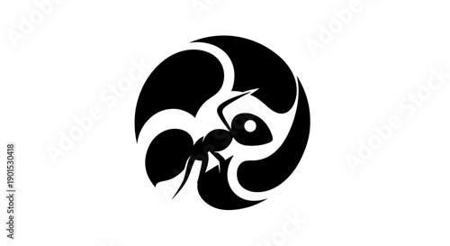 Black and white ant logo design