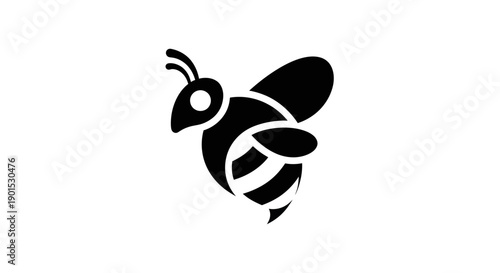 Black and white bee illustration