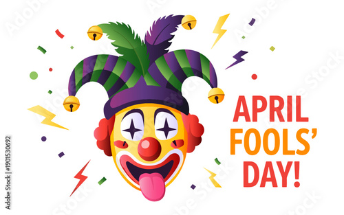 Expressive Jester Clown Head for April Fools Day Humor Celebration