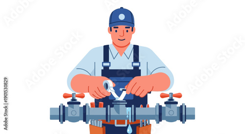 Skilled plumber repairing a leaking pipe with tape, representing efficient maintenance and problem-solving in the industry.