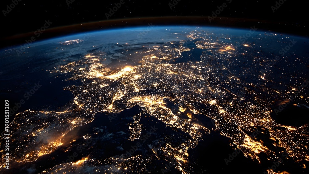 Fototapeta premium Europe Illuminated at Night from Space