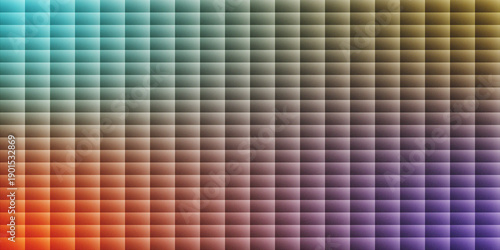 Abstract Geometric Mosaic Background with Gradient Square Grid and Grainy Texture