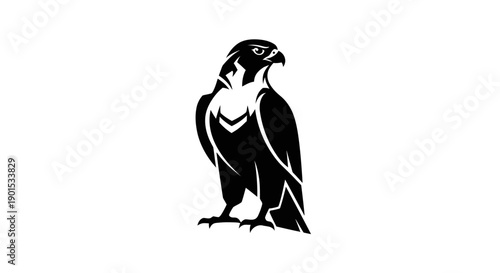 Black and white falcon illustration