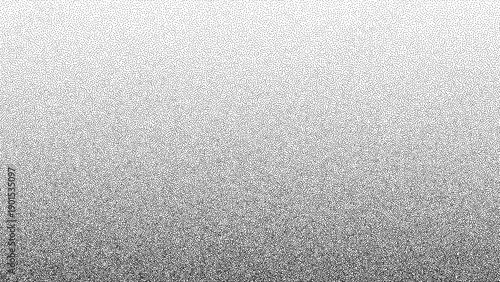 Black and white gradient with stipple dot texture and grain noise effect. Abstract background vector graphic design element for web, print, mobile.