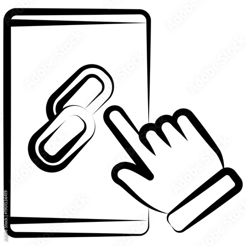 Link Outline Hand Drawn Icon. Mini Illustration For Modern Concept, Ui, Ux Web And App Development. Related To Seo And Online Marketing.