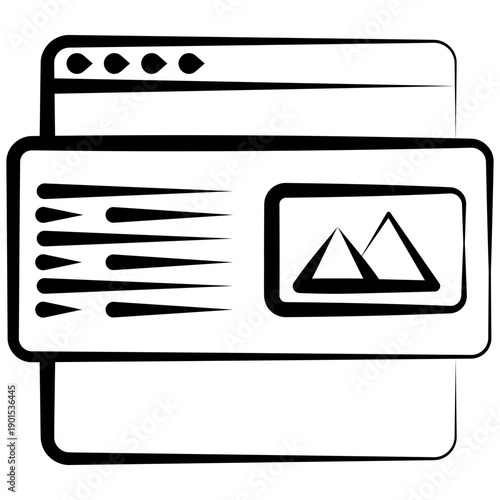 Rich Snippet Outline Hand Drawn Icon. Mini Illustration For Modern Concept, Ui, Ux Web And App Development. Related To Seo And Online Marketing.