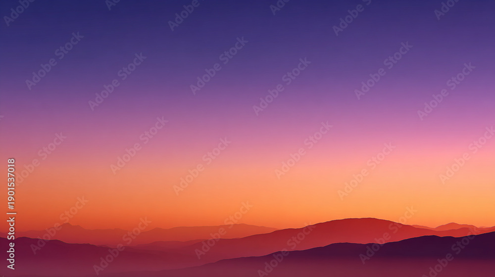Obraz premium Vibrant Sunset Gradient Over Serene Mountain Landscape - Dramatic Nature Photography at Dusk
