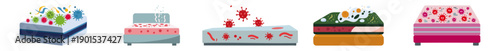Infested Mattress  Flat Vector Illustration on Transparent Background