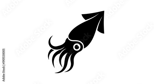 Black and white squid illustration