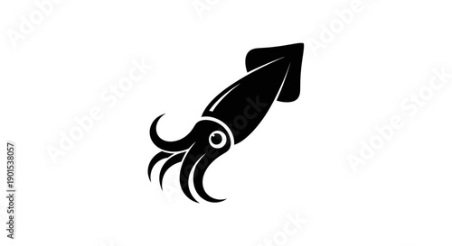 Black and white squid silhouette