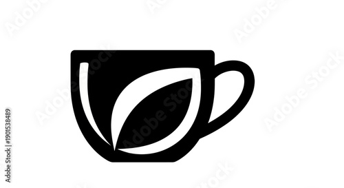 Black and white tea cup leaf design