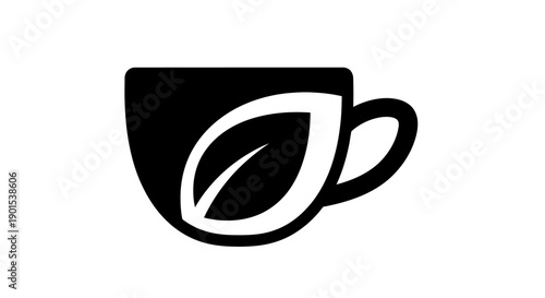 Black and white tea cup leaf design