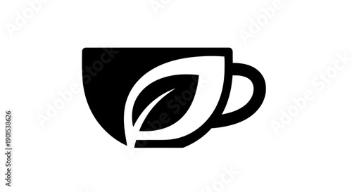 Black and white tea cup leaf design