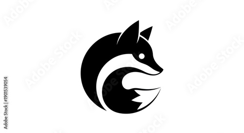 Black and white fox head emblem design