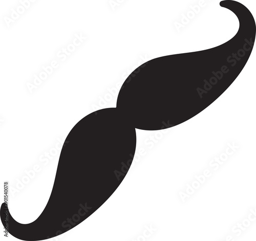 Simple black silhouette of a handlebar mustache on a white background
