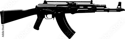 Black silhouette of an ak 47 assault rifle isolated on white background silhouette
