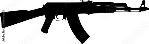 Black silhouette of an ak 47 assault rifle isolated on white background silhouette
