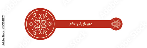Christmas package seal label with red outline snowflake decoration. Festive lid element serves as a merry holiday emblem for xmas packaging. Stylish graphic illustration in seasonal label design.
