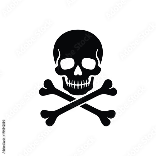 A black skull and crossbones symbol on a white background, often used as a warning sign for danger or toxicity.