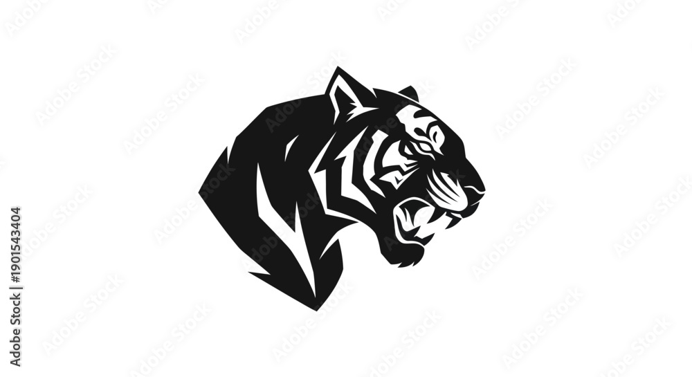 Obraz premium Black and white tiger head silhouette