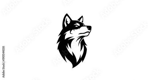 Black and white wolf head illustration