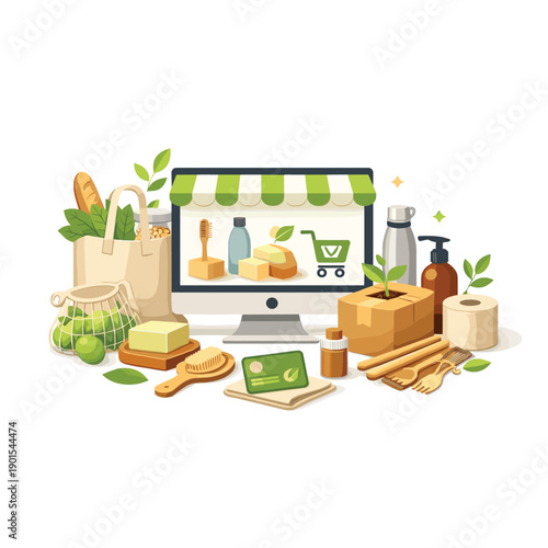 Online grocery shopping with eco-friendly products
