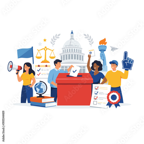 Civic engagement and voting process illustration