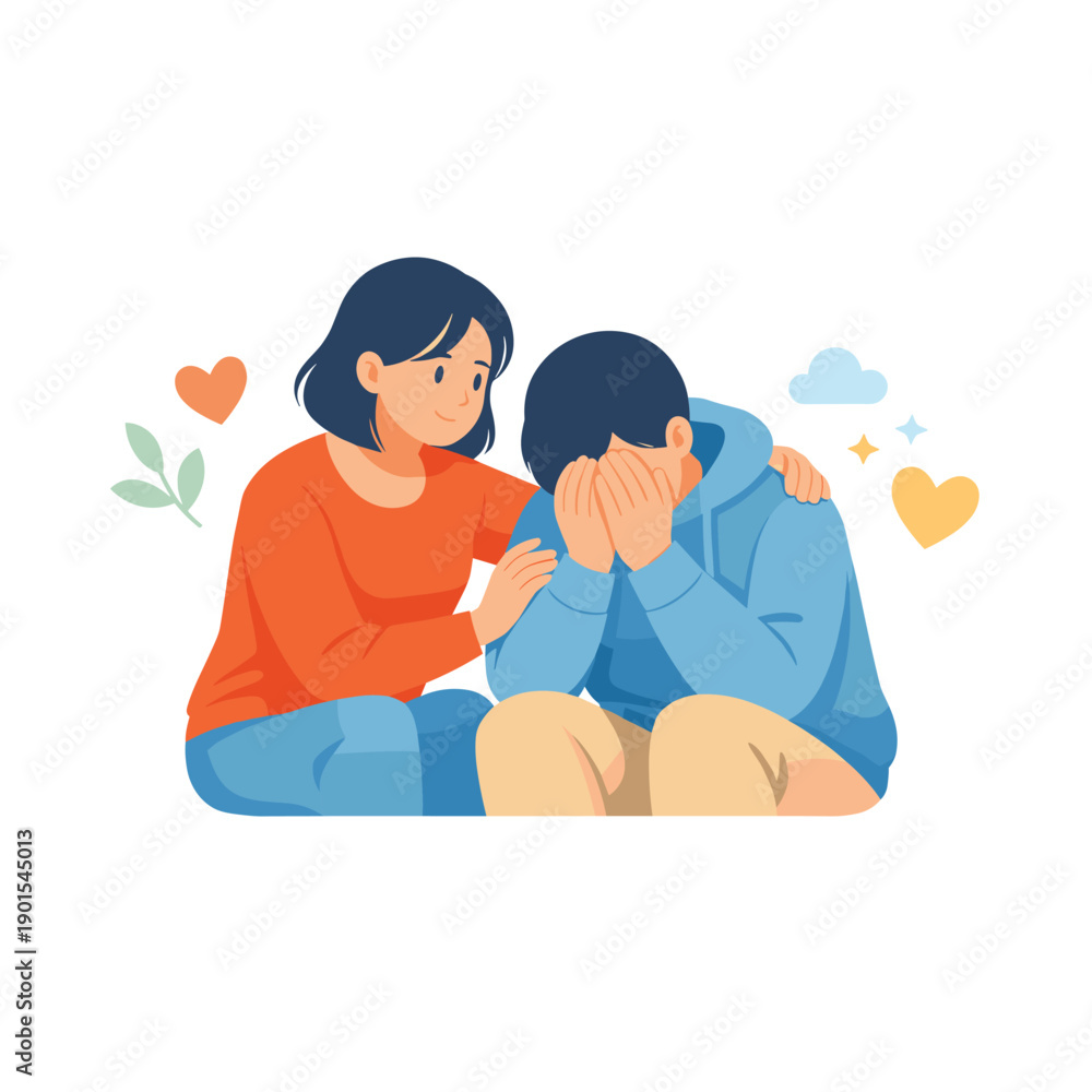 Fototapeta premium Supportive friend comforting a person in distress