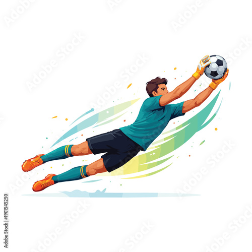 Goalkeeper making a save during a soccer match