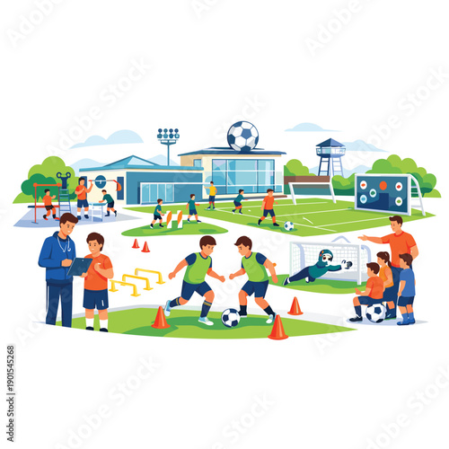 Youth soccer training session at a sports facility