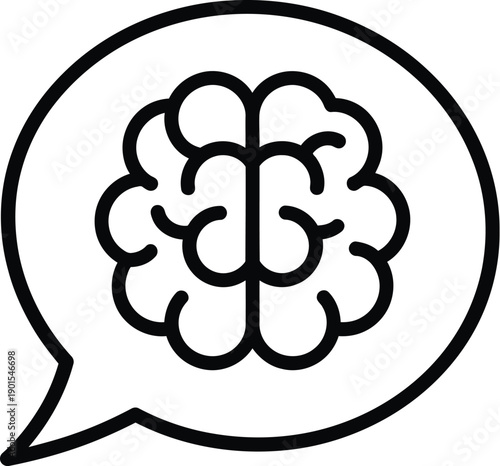Brain Care Concept Illustration Featuring a Brain Inside a Speech Bubble Icon Representing Thoughts and Ideas