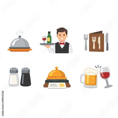 Restaurant service icons collection