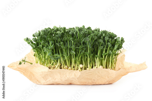 Craft paper with fresh peas...