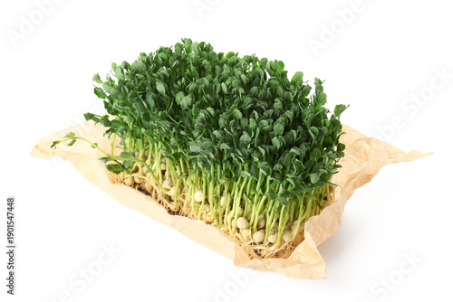 Craft paper with fresh peas...