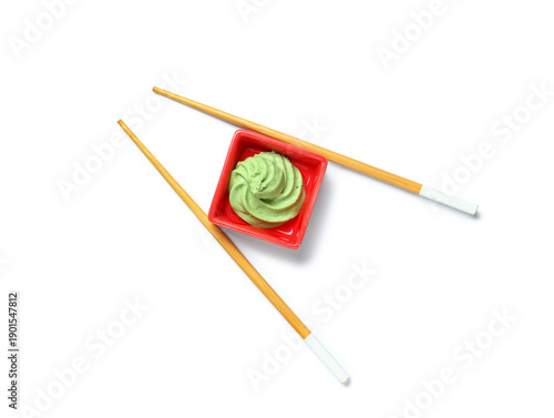 Bowl of tasty wasabi with c...