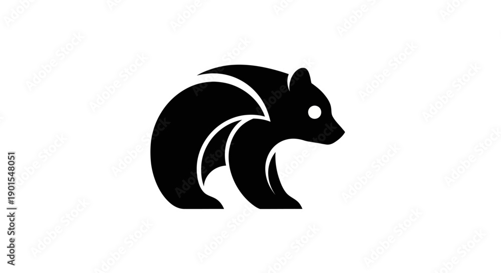 Obraz premium Black bear silhouette on white background