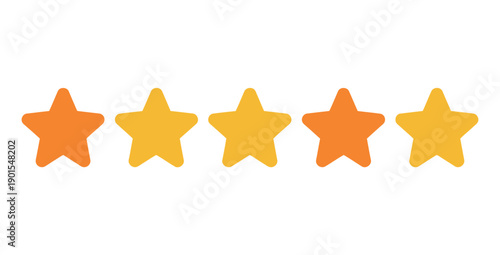 A set of five colorful stars on a white background, symbolizing a high rating or excellent review.