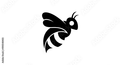 Black bee illustration on white background
