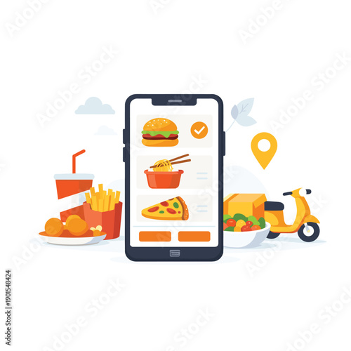 Mobile food ordering app with various meals