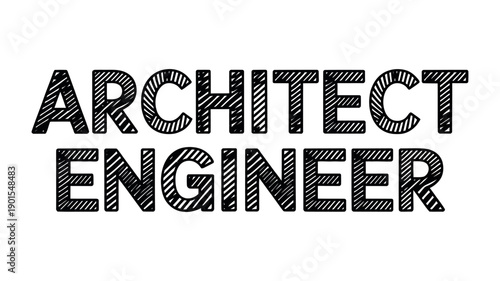 A stylized illustration of the words architect and engineer in bold, black font on a white background.