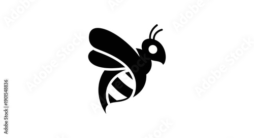 Black bee silhouette on white background