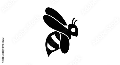 Black bee silhouette on white background