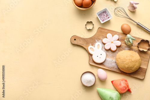 Fresh dough with Easter coo...